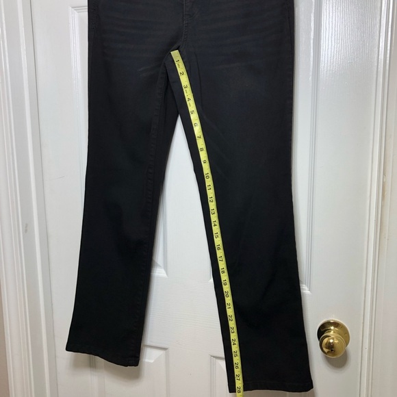 Democracy Ab Solution Booty Lift Cotton Blend Black Whiskered Straight Jeans 8P - Picture 13 of 16